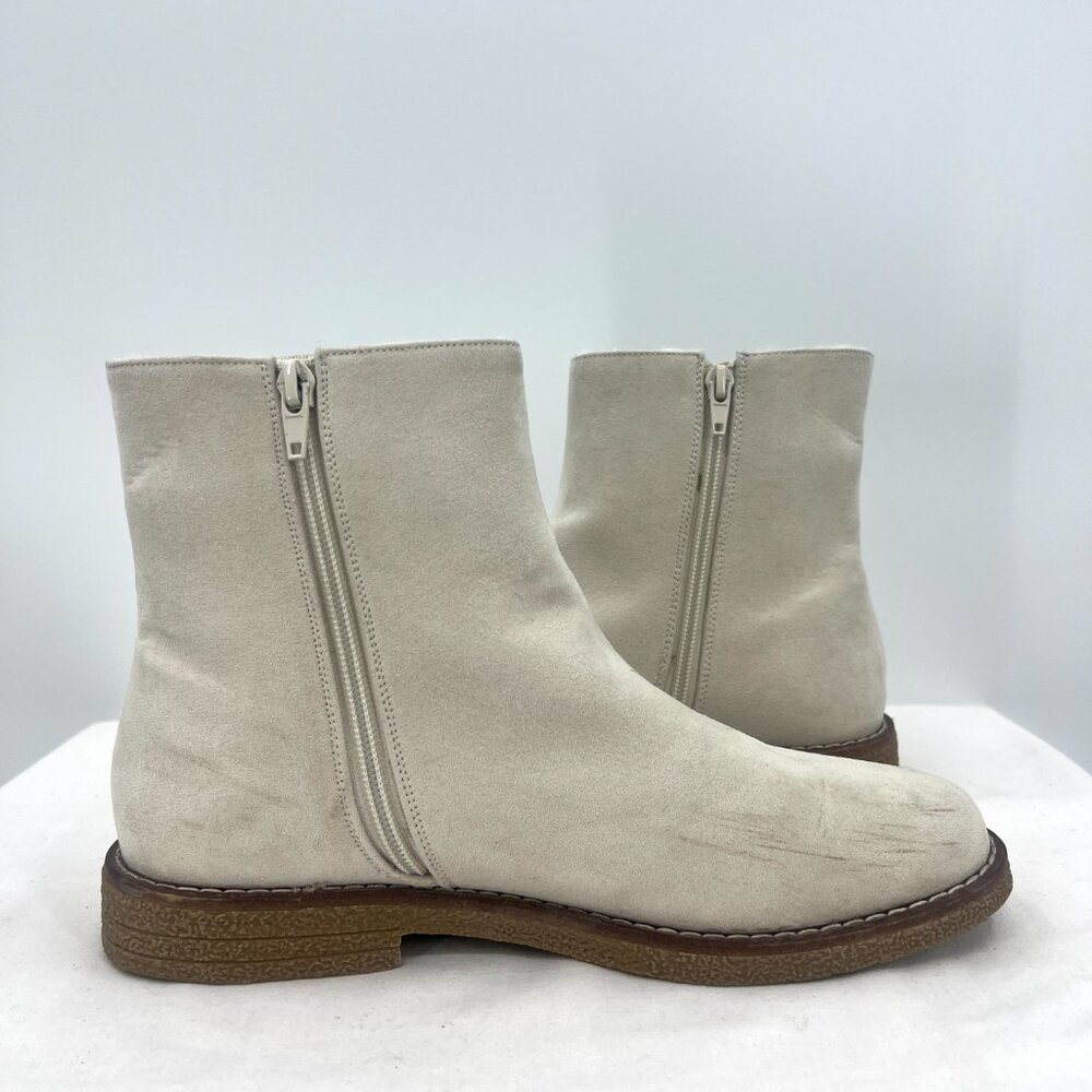 LOFT Ivory Faux Suede Side Zip Booties Women's 8.5 - Picture 2 of 11